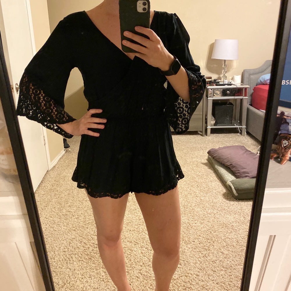 Abercrombie black lace romper